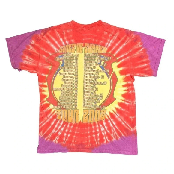 Vintage  Y2K Aerosmith Girls of Summer Tour 2002 Tie Dye T Shirt Mens Medium - Picture 4 of 8